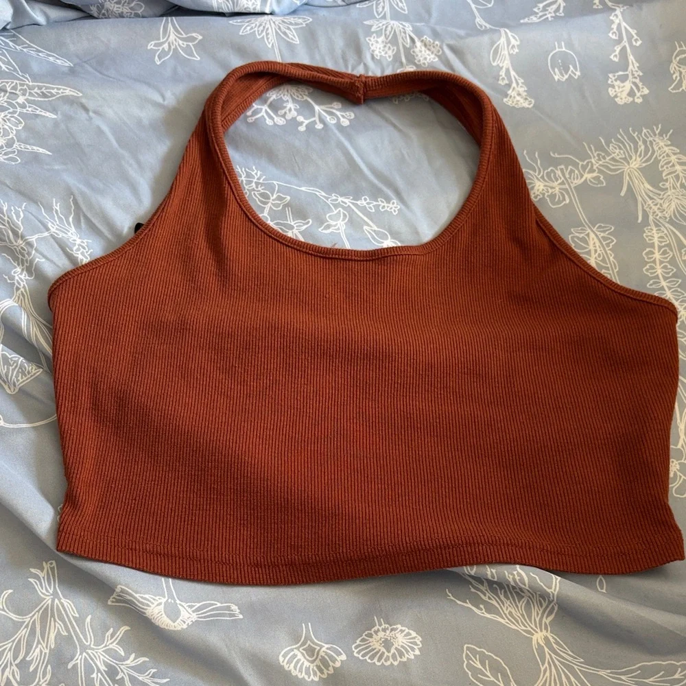 Rust Ribbed Crop Top - Picture 1 of 1